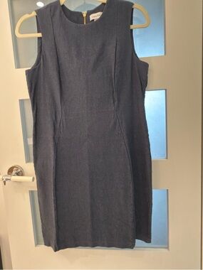 Calvin Klein Sleeveless Navy Midi Sheath Dress